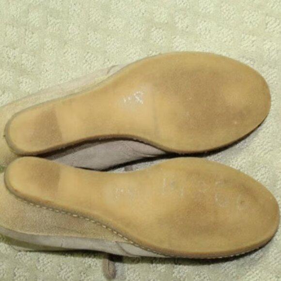 J. Crew Size 11M Taupe Suede Wedge Lace Up Heels - Picture 6 of 6